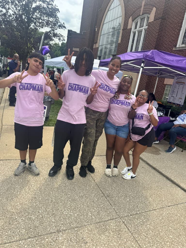 Colby Chapman with youth at a community event